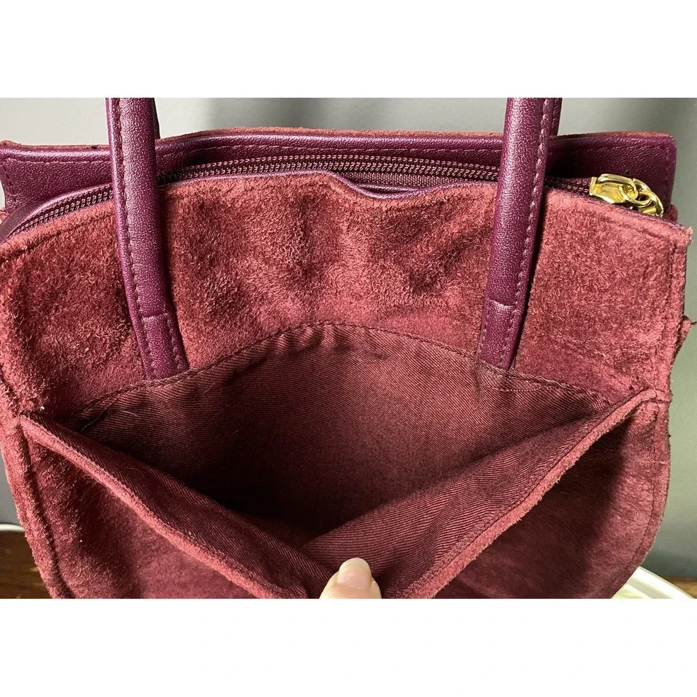 Unbranded Womens Leather Suede Purse‎ Burgundy Shoulder Bag 9x9x2.5